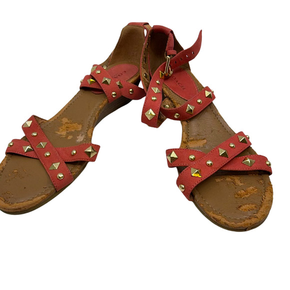 Coach Shoes - Coach Studded Wedge Red Suede Sandal 36